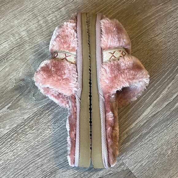 Minnetonka London Plush Slide Slipper Pink Ultrasoft Womens 5 - Picture 4 of 8